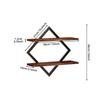 In-Stock Double Layer Iron & Wood Diamond Wall Shelf for Living Room/Bedroom