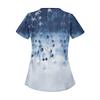 Women's Casual  Print Short Sleeve Sloping Collar Workwear Top With Double Pockets