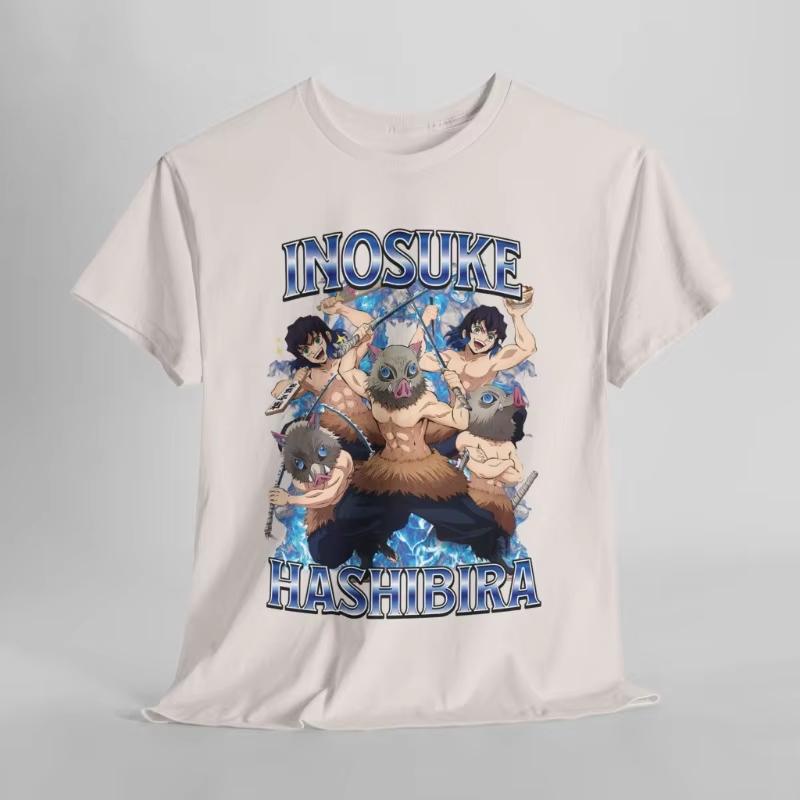 Inosuke Hashibira Kimetsu No Yaiba Demon Killer T-Shirt Anime Graphics T-Shirt Vintage Streetwear Unique Design t shirt