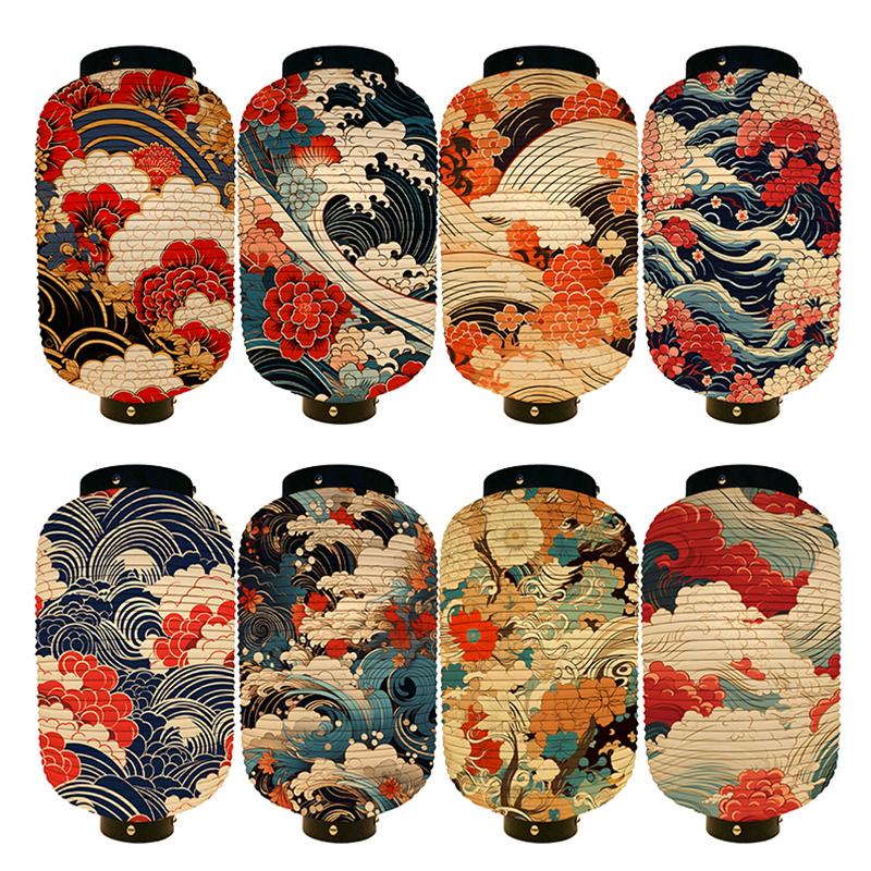Luxury New Japanese Lanterns Classic Japan Wave Printed Pub Restaurant Hotel Decoration Festival New Year Party Hangings Lantern
