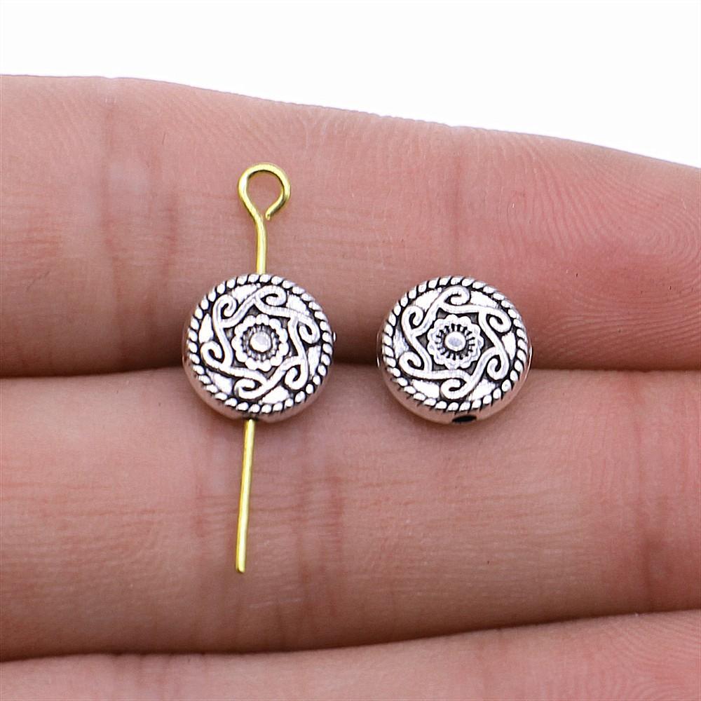 10pcs Metal Alloy Bead For Jewelry Making Antique Silver Color Carved Beads DIY Crafts Making Findings Handmade Tibetan Jewelry