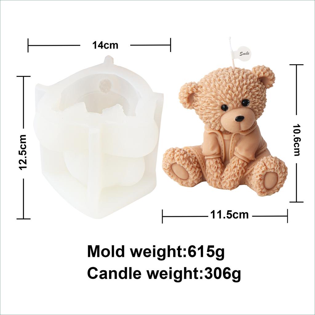 Family Teddy Bear Silicone Mold Craft Scented Candle Soap Plaster Bowtie Bear Family 3D Bears Animal decora