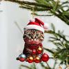 10Pcs Car Rearview Mirror Pendant 2D Acrylic Cat Charm Christmas Tree Ornament Car Interior Accessory