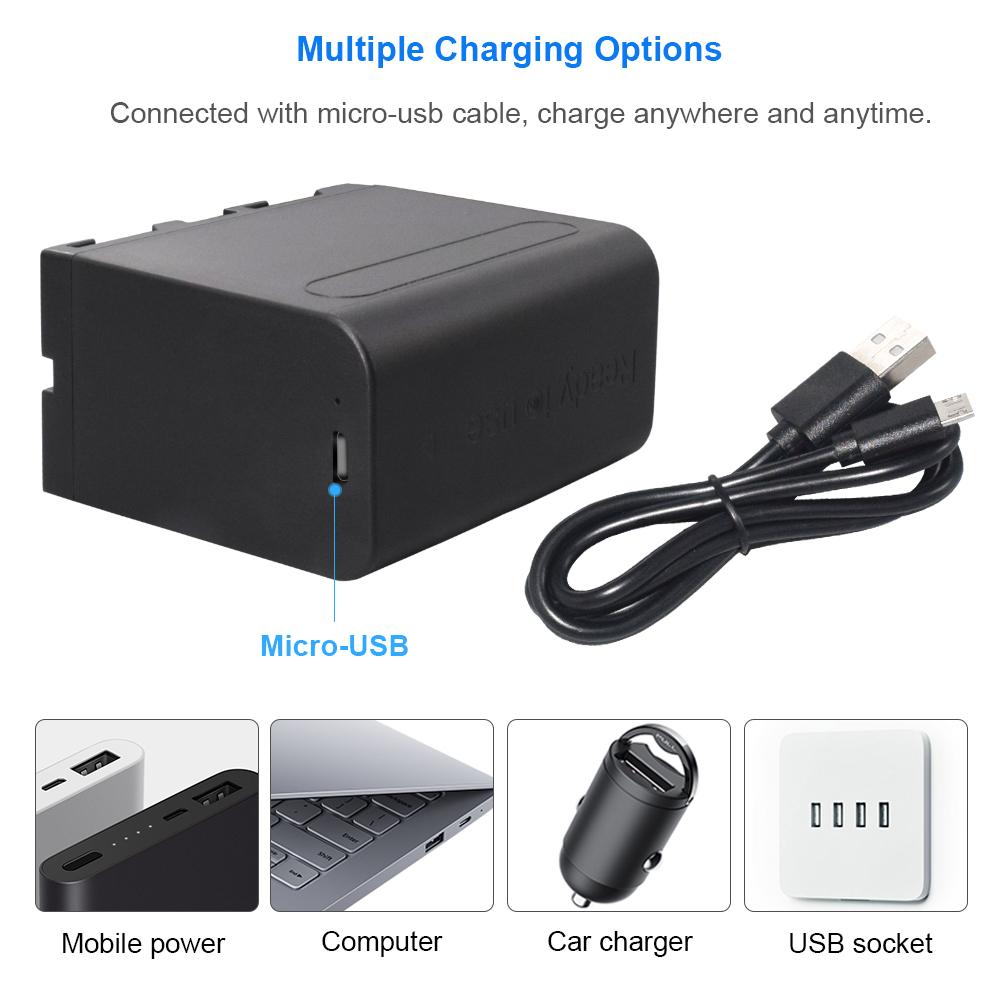 Купить 6000 мАч USB-вход для зарядки NP-F970 NP-F980 F960 F970 ...