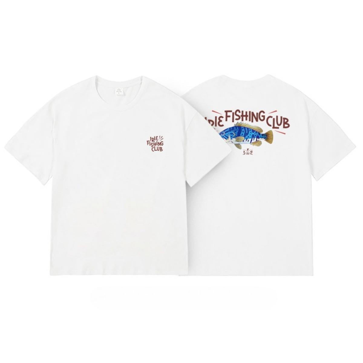 

IFC IRIE FISHING CLUB Tuna Lure Fishing Guy Cultural Signage American Short-Sleeved Unisex s T-shirts Fashionable Versatile 4XL