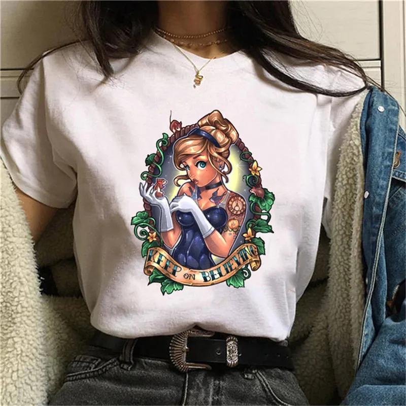 T-shirt Unisex New Punk Princess Jasmine Printed Fashion T Shirts 90s Kawaii Graphic Tops Harajuku O Neck Tee