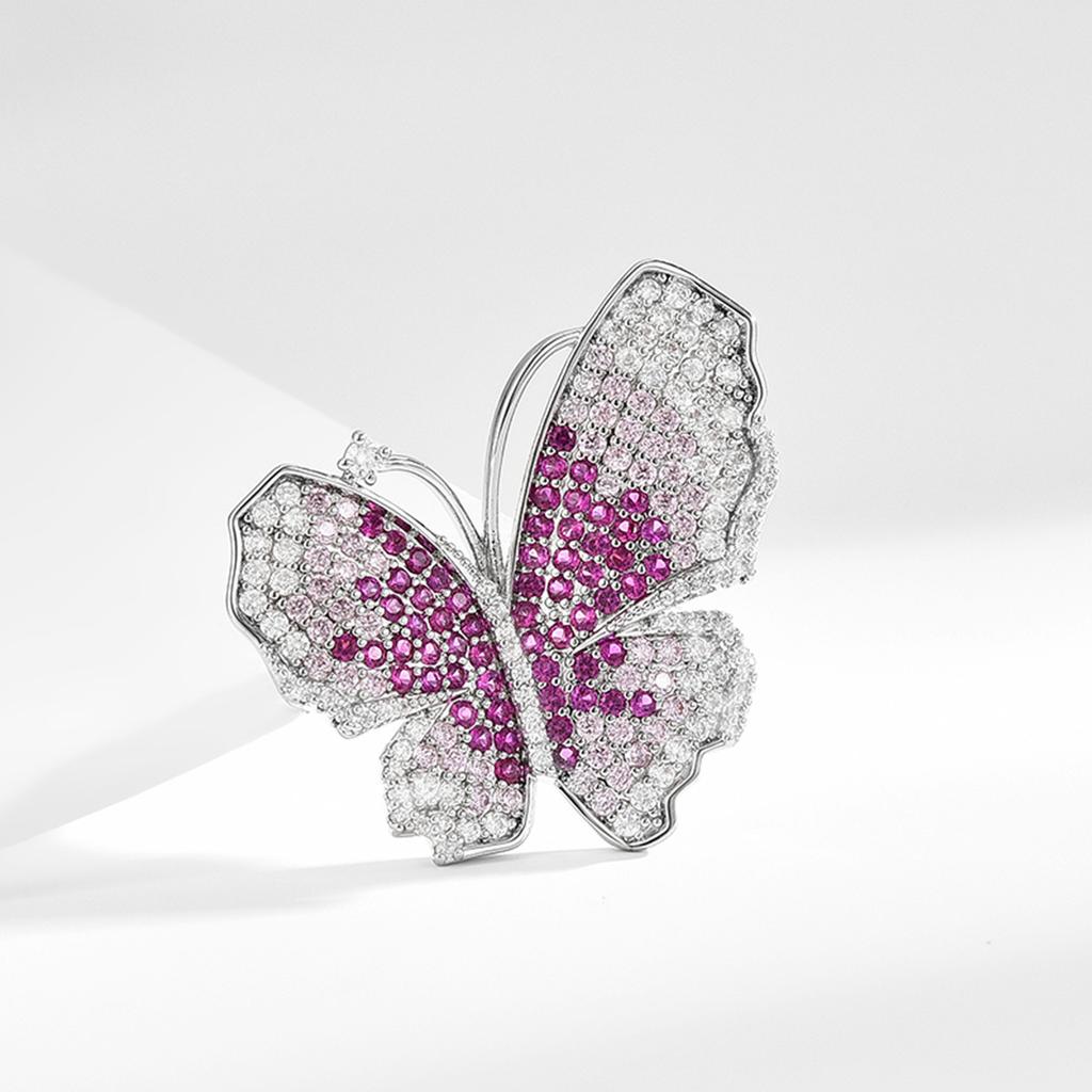 Damen Leichter Luxus Design Elegante Eingelegte Zirkon Farbverlauf Schmetterling Brosche, Vielseitige Und Nischen Designgefühl Brosche