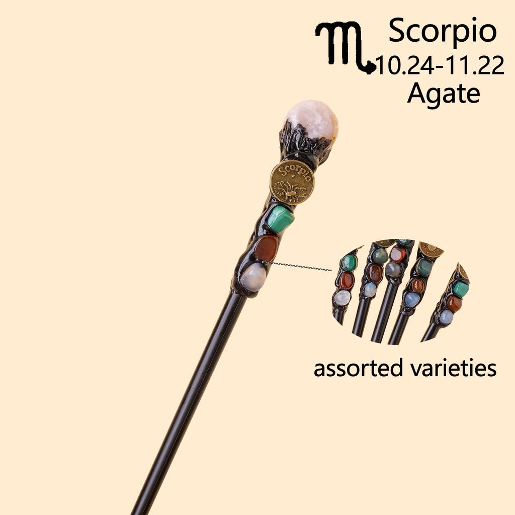 1pc Natural crystal Rolling Stone twelve Constellations scepter Magic wand Handmade DIY fairy wand magic wand propscrystal tower