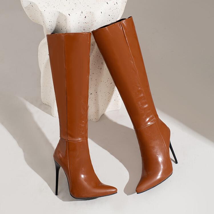 Women's Knee High Boots Sexy Red Blue Black Heeled Long Boot Female Large Size 48 Autumn Winter Party Shoes Ladies