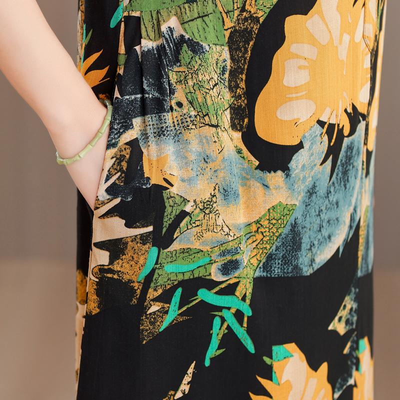 Plus Size Summer Long Dresses for Women Clothes Elegant Short Sleeve Loose V-Neck Women's Summer Dress