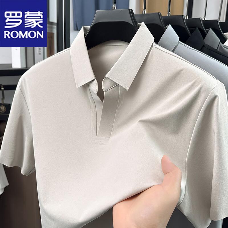 ROMON Men s Ice Silk Lapel Polo Shirt L