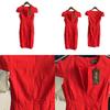 Breathable Polyester Blend Vneck Short Sleeve Dress For Office Wear
