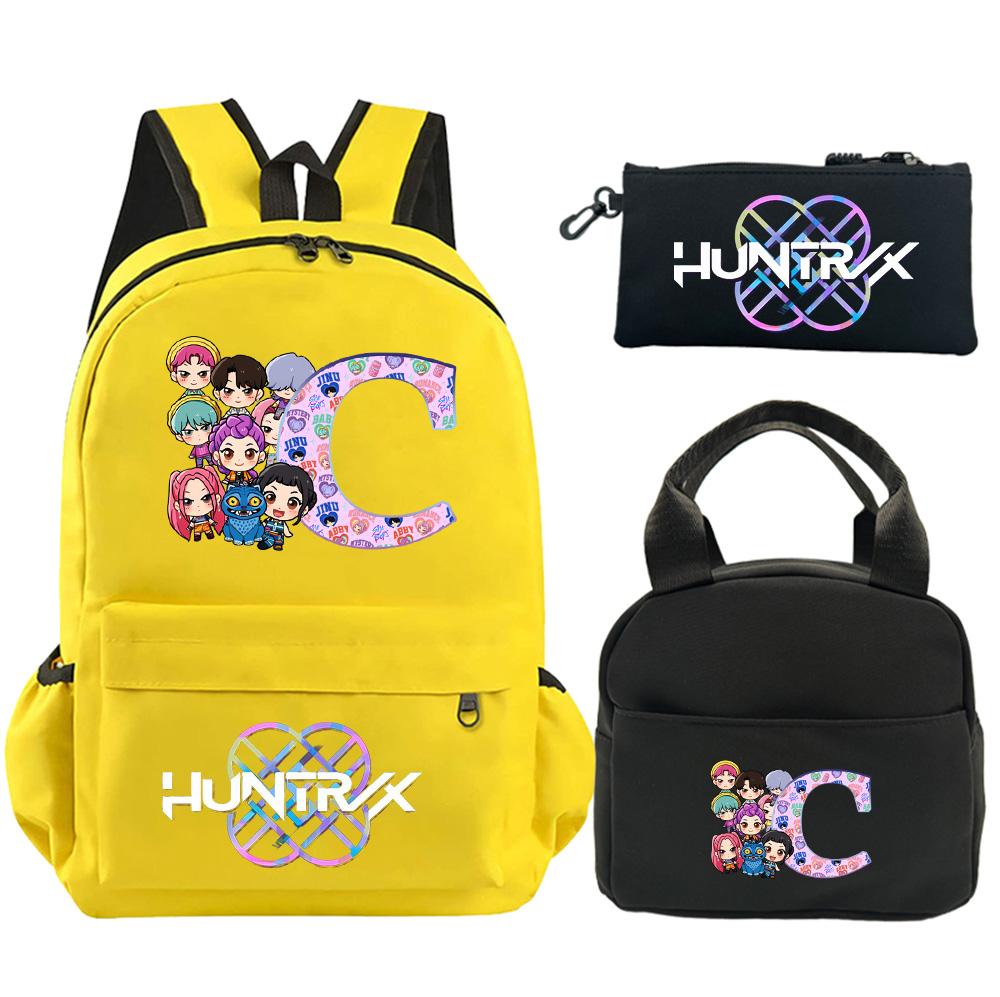 3Pcs/set 26 English Letter Printed Backpack Shoulder Bag Pencil Case for Teenager Student Boy Girl Schoolbag Large Capacity Waterproof Bookbag Gift