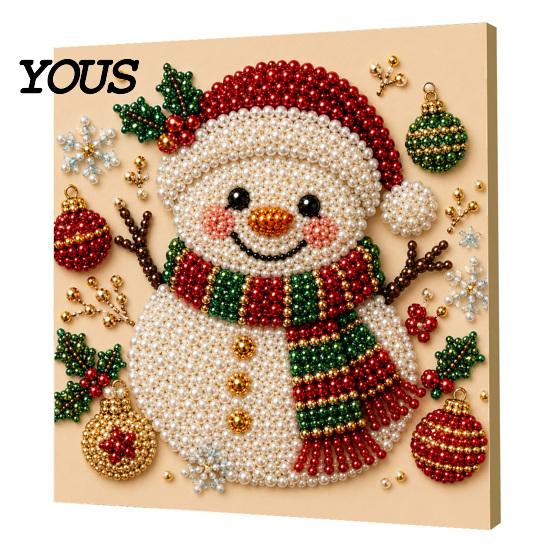 Creative Christmas Gifts for Adults Faux Pearl Art Kit, 20x20cm Xmas Painting DIY Wall Decor Making Kit Sparkling 3D Diamond Craft Adults, Festive