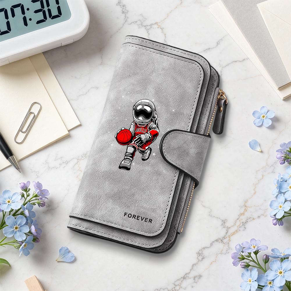 Fashion Astronaut Printed Long Wallet Portable Casual Multi Card Slot Purse