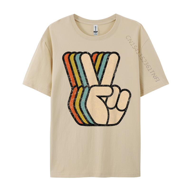 Retro Peace Sign V Fingers Vintage Prevalent Young T Shirts Customized Tees Pure Cotton O-Neck Design Sweatshirts