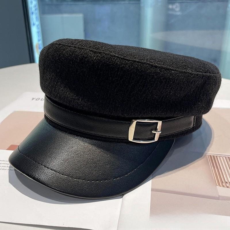 Шляпа-котелок с плоским верхом и изогнутыми полями из смесовой шерсти для зимней повседневной моды Женская чёрный
