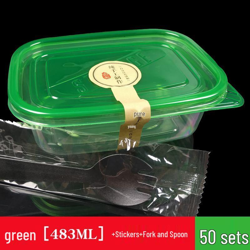 280ml Transparent Rectangular Plastic Bento Lunch Box with Lid - Disposable Fresh-Keeping Container for Fruit Salad