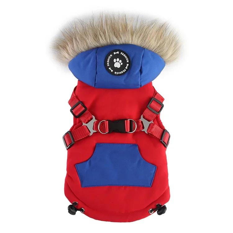

Pet Clothing Traction Chest and Back Dog Jacket Dog Autumn and Winter Reflective Pet Clothing Winter Clothing S красный