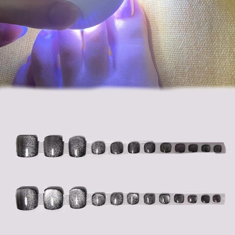 Unique Black Cat Eye Gem Toe Nail Art Stickers Starry Sky Print