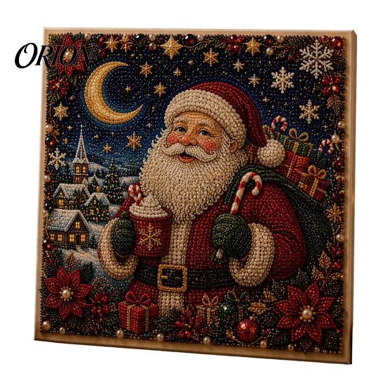 Christmas Faux Pearl Painting Kit Xmas Art Kit, Santa Claus Reindeer DIY Holiday Projects for Families Sparkling 3D Festive Wall Craft Adults, Winter