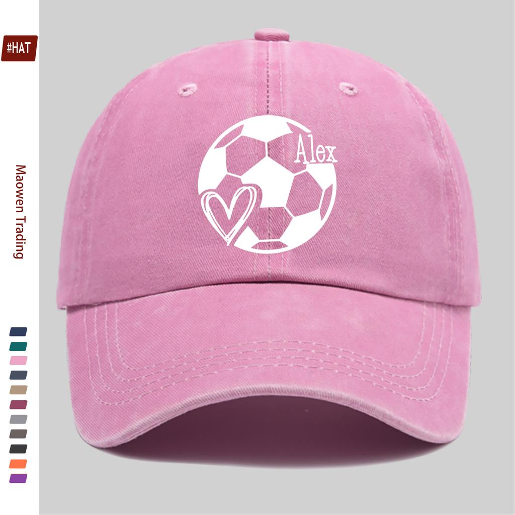 pc Soccer Lover Printed Baseball Cap Heart Soccer Print Trucker Sun Hat Comfortable and Lightweight Papa Hat Mom and Dad Bea
