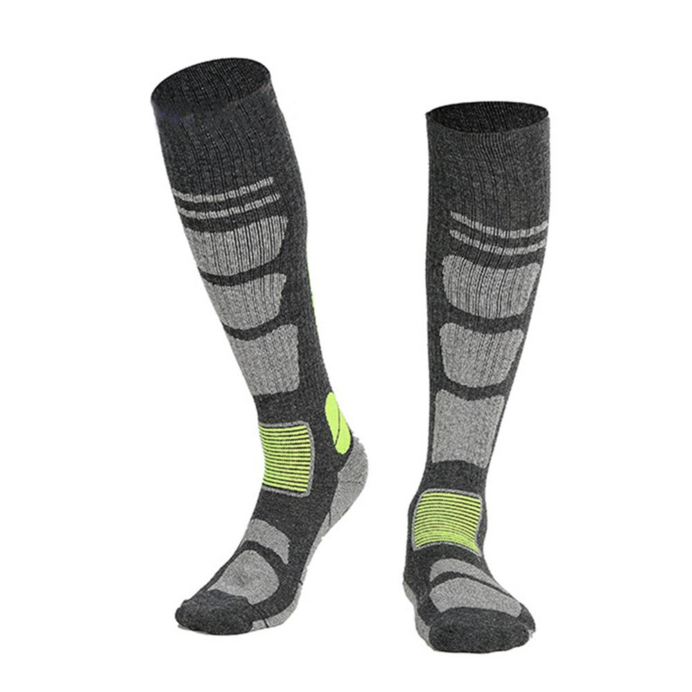 

Wool Hiking Socks Winter Thickened for Outdoor (Dark Grey Fluorescent Green)