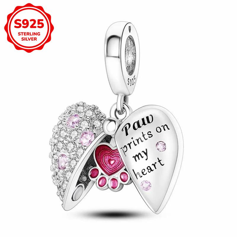 925 Silver Pink Cute Lovely Butterfly Perfume Girl Charms Beads Fit Bracelet DIY Making For Woman Jewelry