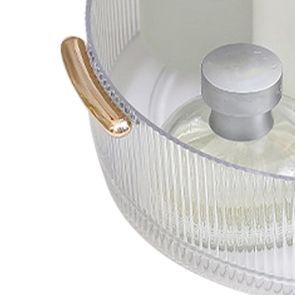 360 Rotating Cosmetic Organizer Texture Storage Rotating Makeup Desk Organizer with Handle for