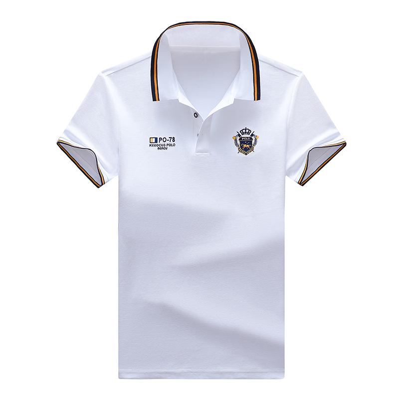 Trend Hub New Men's Casual Embroidery Short Sleeve Polo Shirt Fashion Solid Color Top