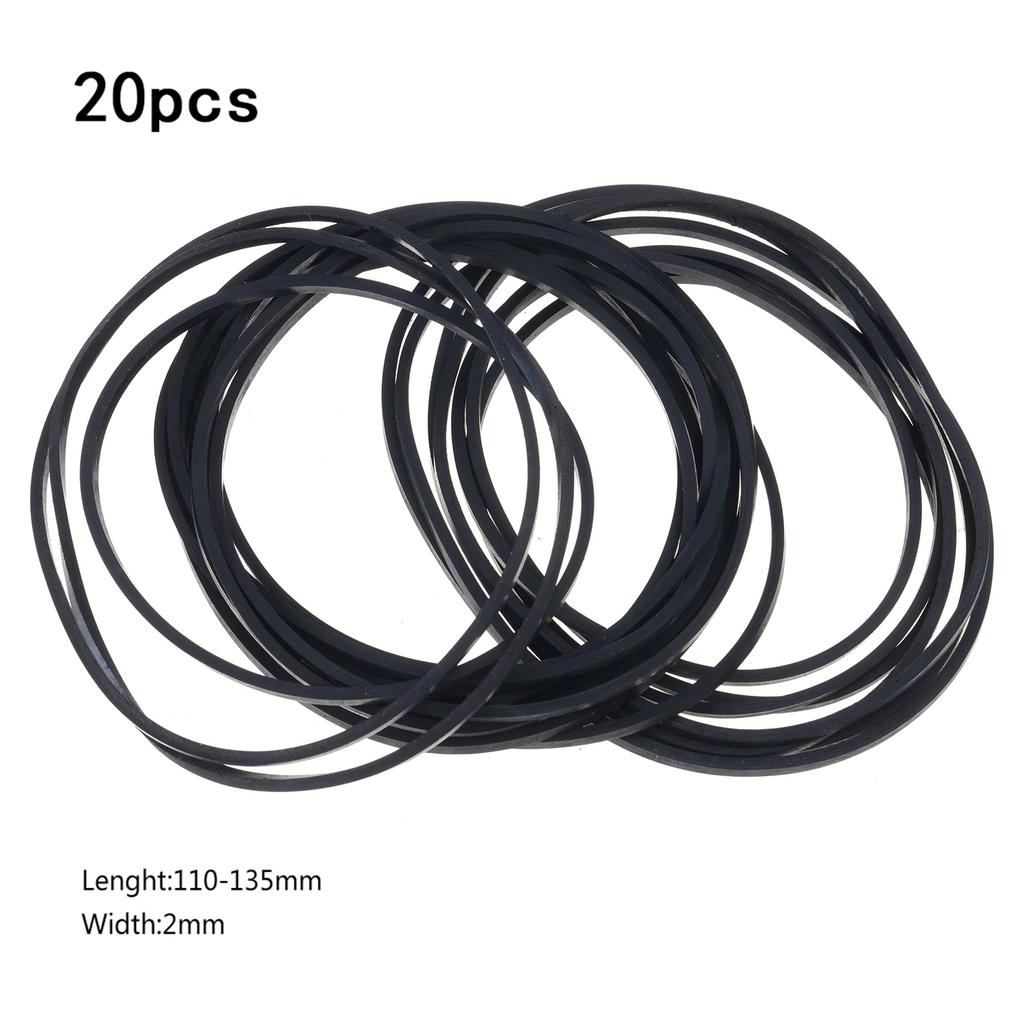 2mm Width Universal Mix Cassette Tape Machine Belts Assorted Common Square Rubber Belt for Recorders CD DVD Drive, 20Pcs