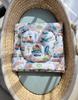 Teddy bear duvet with filling and contoured pillow - 2-piece set - turquoise train
