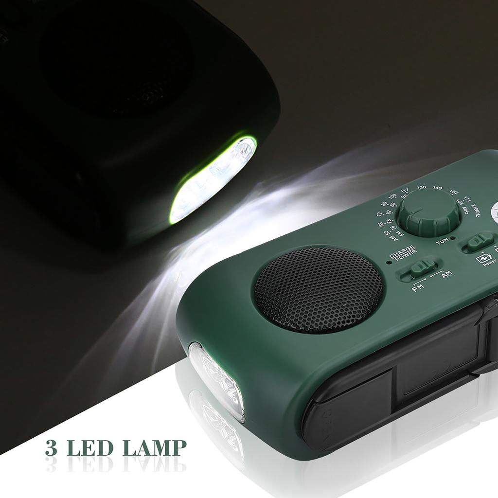 Solar Hand Crank AM FM Radio with LED Flashlight Emergency Phone Charger