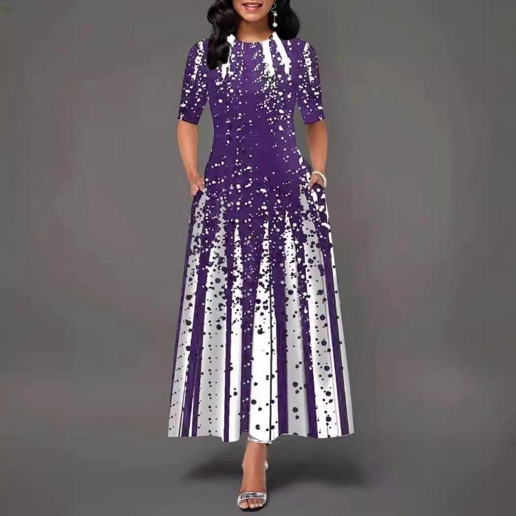 Letné dlhé šaty s gradientnou potlačou pre ženy nadmernej veľkosti, ležérne, voľné, áčkové, s polovičným rukávom, dovolenková móda, róba, Vestidos Longos