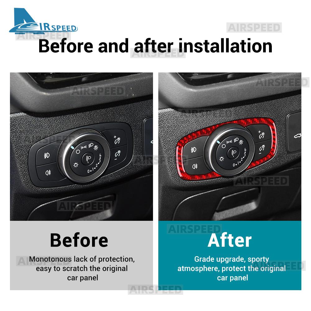 Real Soft Carbon Fiber Sticker For Ford Focus MK4/Focus ST 2019 2020 2021 2022 2023 2024 2025 LHD RHD Car Headlight Switch Frame