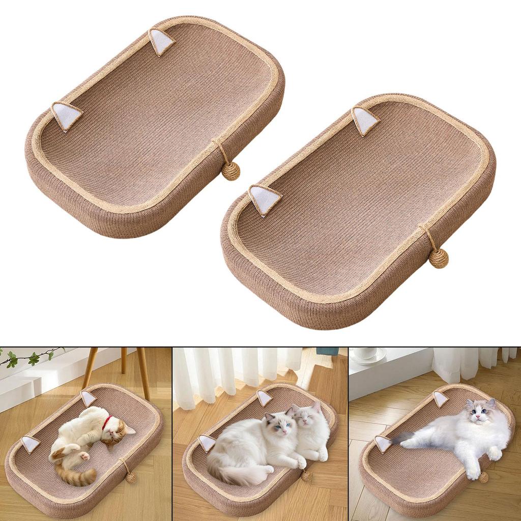 Cat Scratcher Sisal with Ball Interactive Toy Thickened Scratch Pad for Couch Carpets Sofas Training Indoor Cats Grinding Claw
