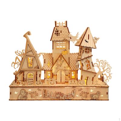 Halloween DIY Puzzle Miniature House Wooden Creative Model Building Kits Craft Houses
