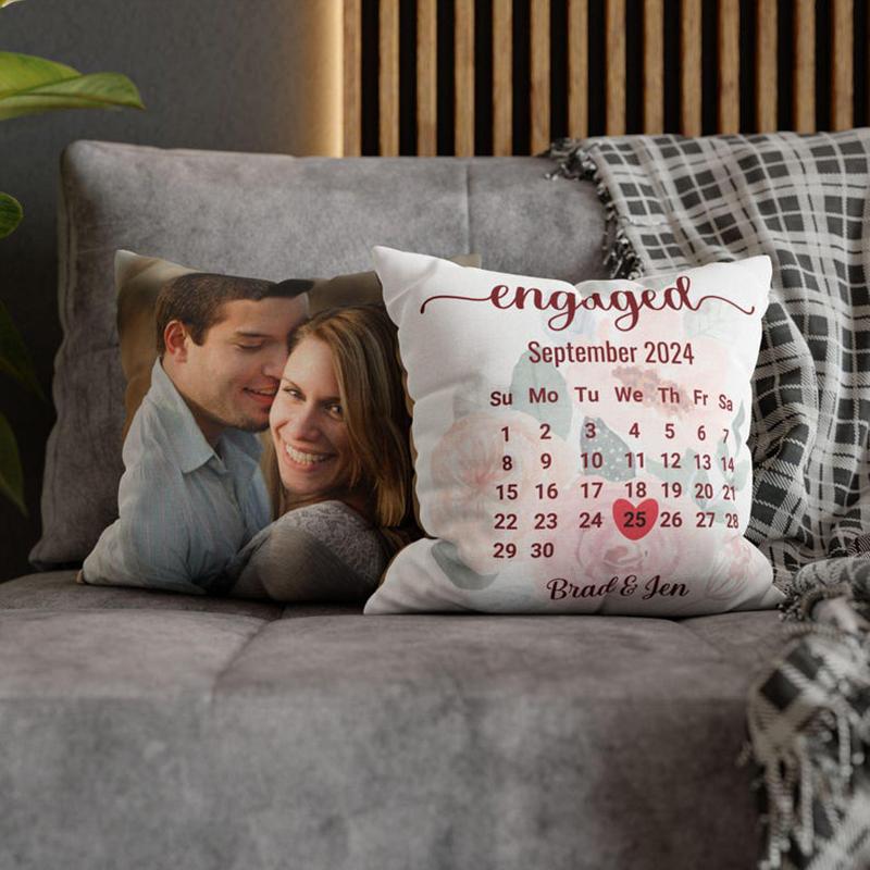 Customized Photo Throw Pillow Popular Newly Wedded Gift for Couples Engagement Stylish Pillow Cover Personalized with Photos