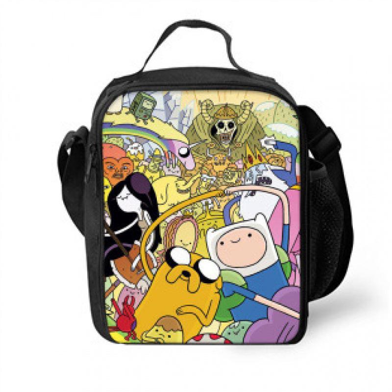 Adventure Time Insulated Lunch Bag for Kids Portable Thermal Cooler Tote Cartoon Print Bento Box for School Outdoor Picnic