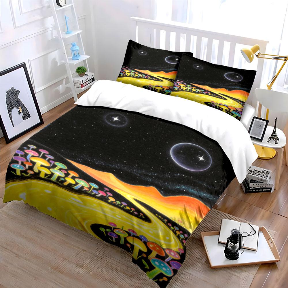 Colorful Mushrooms and Planets. Bedding Sets Duvet Cover Sets Duvet Covers Pillowcases(1 * Duvet Cover 2 * Pillowcases Without Duvet Insert)