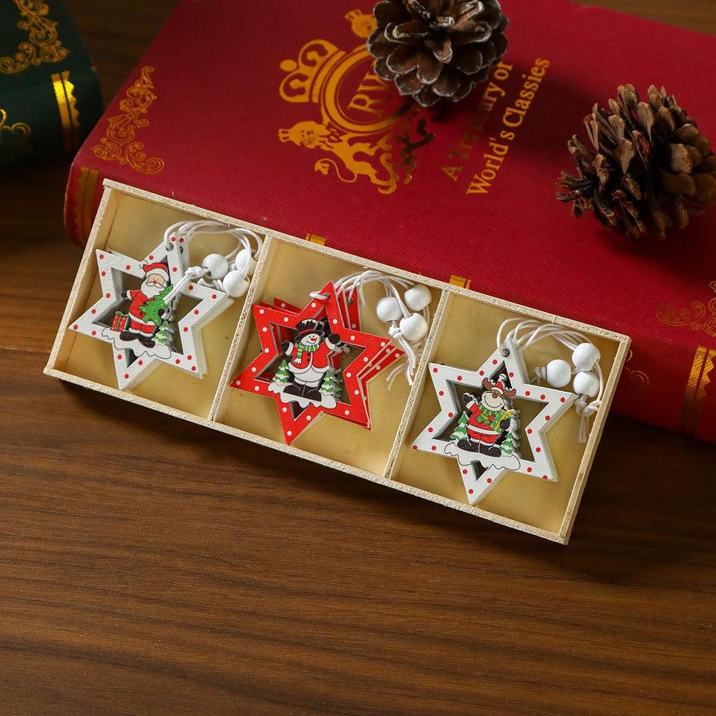 Prachtige Houten Kerstversieringen Doos: Kerstboomversieringen & Kleine Cadeautjes