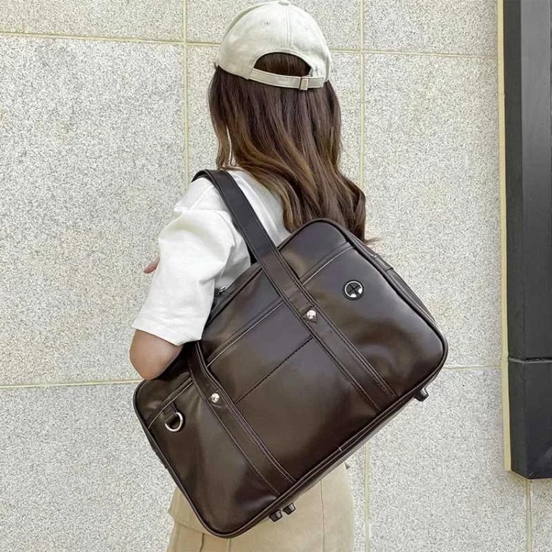 Casual PU Shoulder Bag Junior High School Students School Bag Handbag Anime Uniform Bag Tote Bags for Women