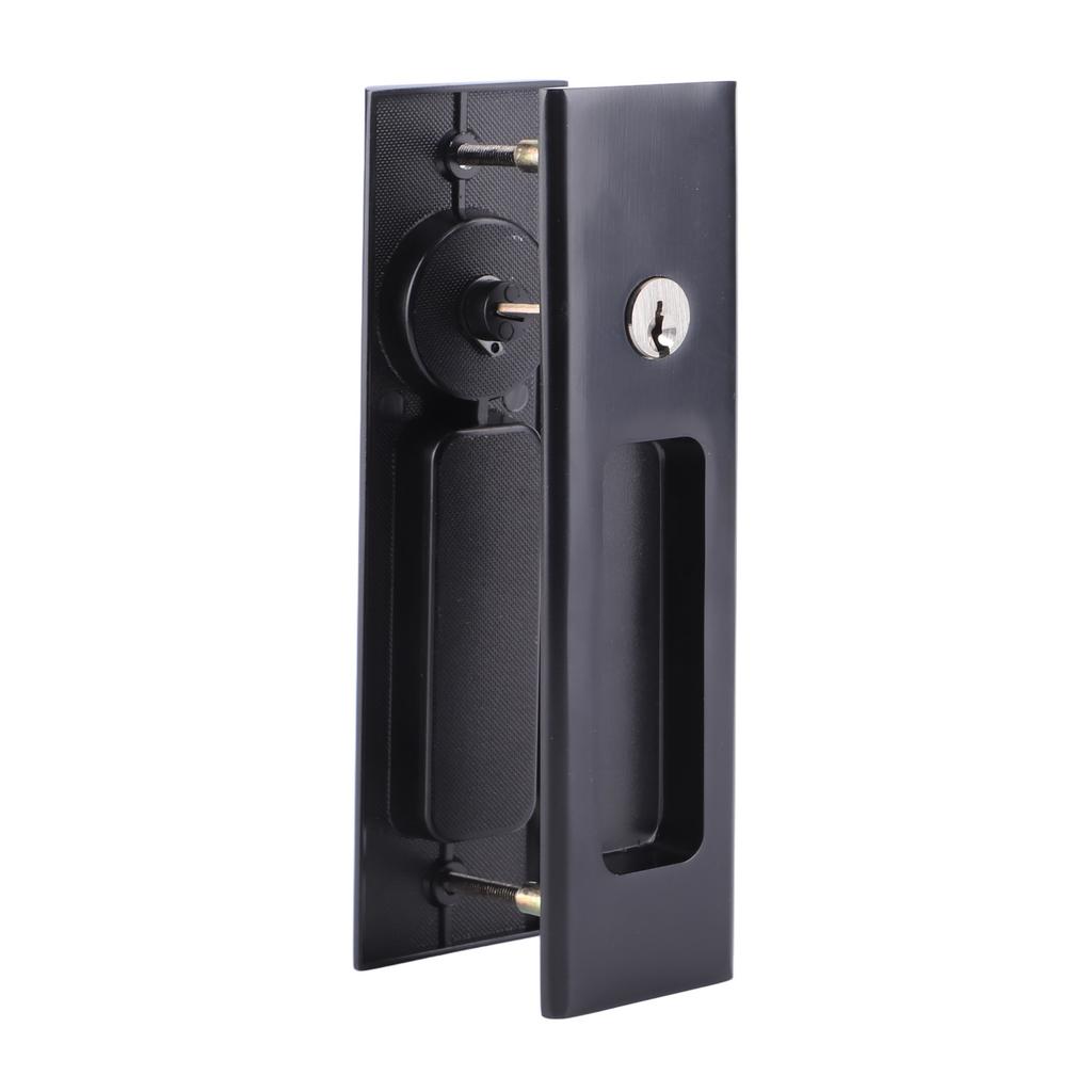 Zinc Alloy Sliding Door Lock Latch Handle Set Bathroom Balcony Cabinet Door Hardware FittingsBlack