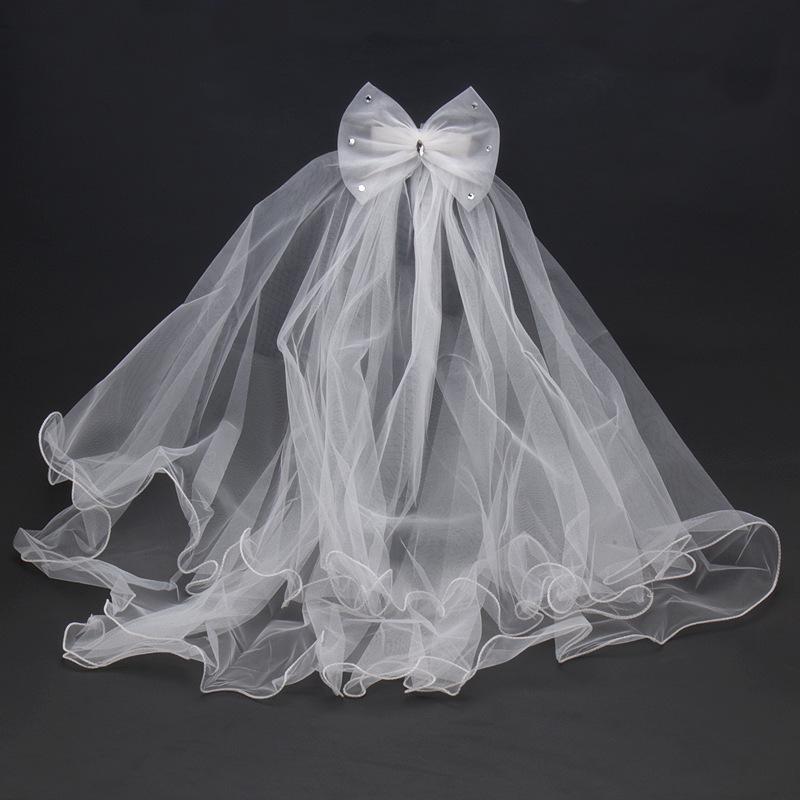 White Rhinestone Bow Veil 60cm - New Bridal Hair Accessory Bestseller Under 60cm