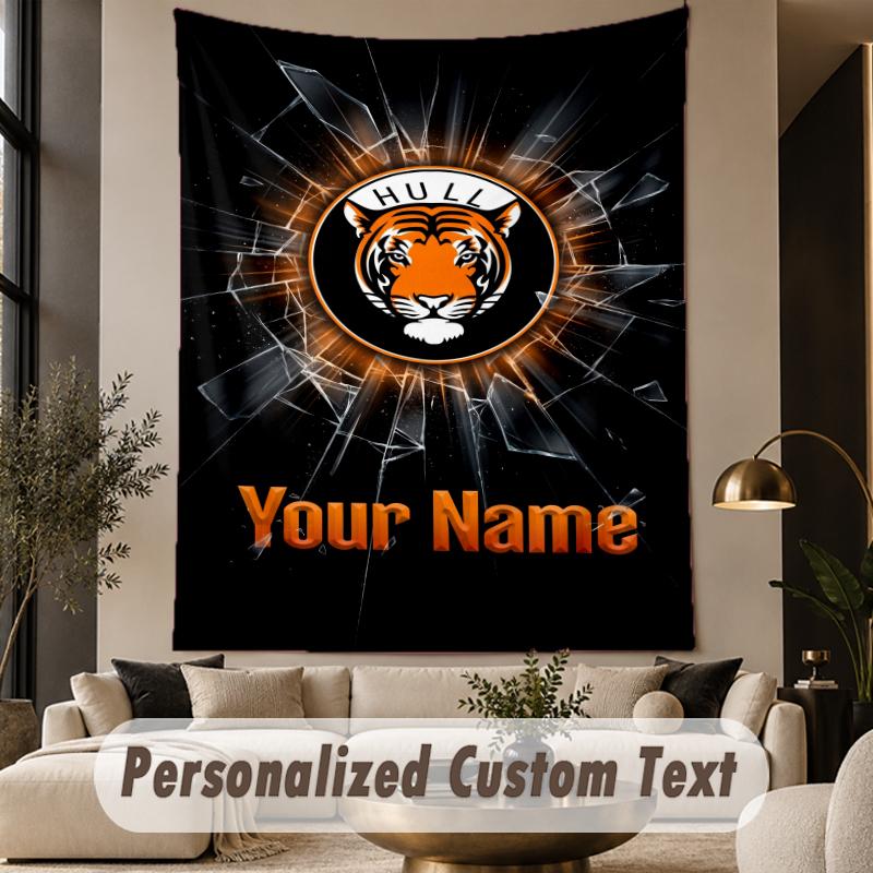 Custom Text Tapestry Hull City Print Wall Tapestry Indoor Living Room Wall Decor