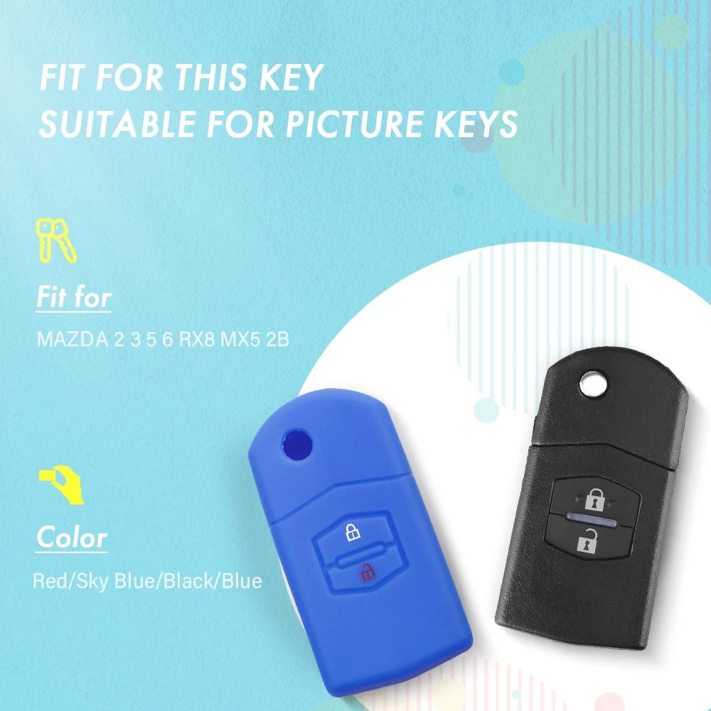 2 Buttons Silicone Remote Fob Flip Car Key Case Cover for Mazda M2 3 5 M6 8 Speed CX-5 CX7 CX-9 MX-5 RX