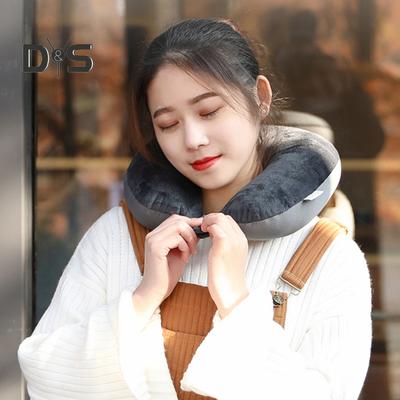 U-shaped Pillow Memory Foam Thick Elastic Slow Bounce with Hanging Hoop Travel Neck Pillow Adjustable Band Pain Relief Long Flight Neck Support