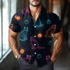 Men's Fashion Casual Loose Halloween Printed Short Sleeve Shirt