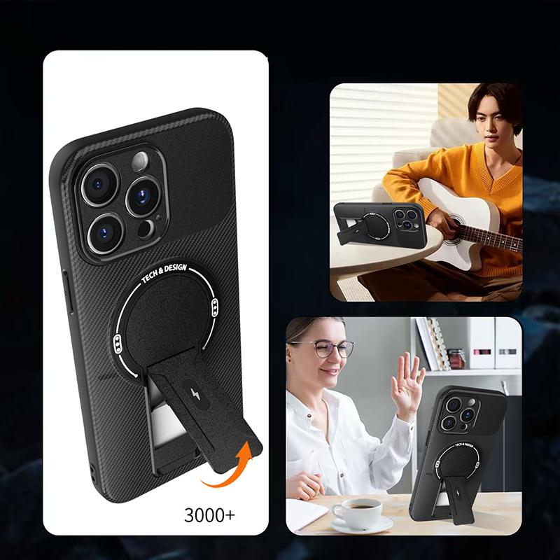 For Iphone 12 Carbon Fiber Magnetic Soft Phone Case For Iphone 12 Pro Max Kickstand Shockproof Mobile Back Cover Coque 12 Pro
