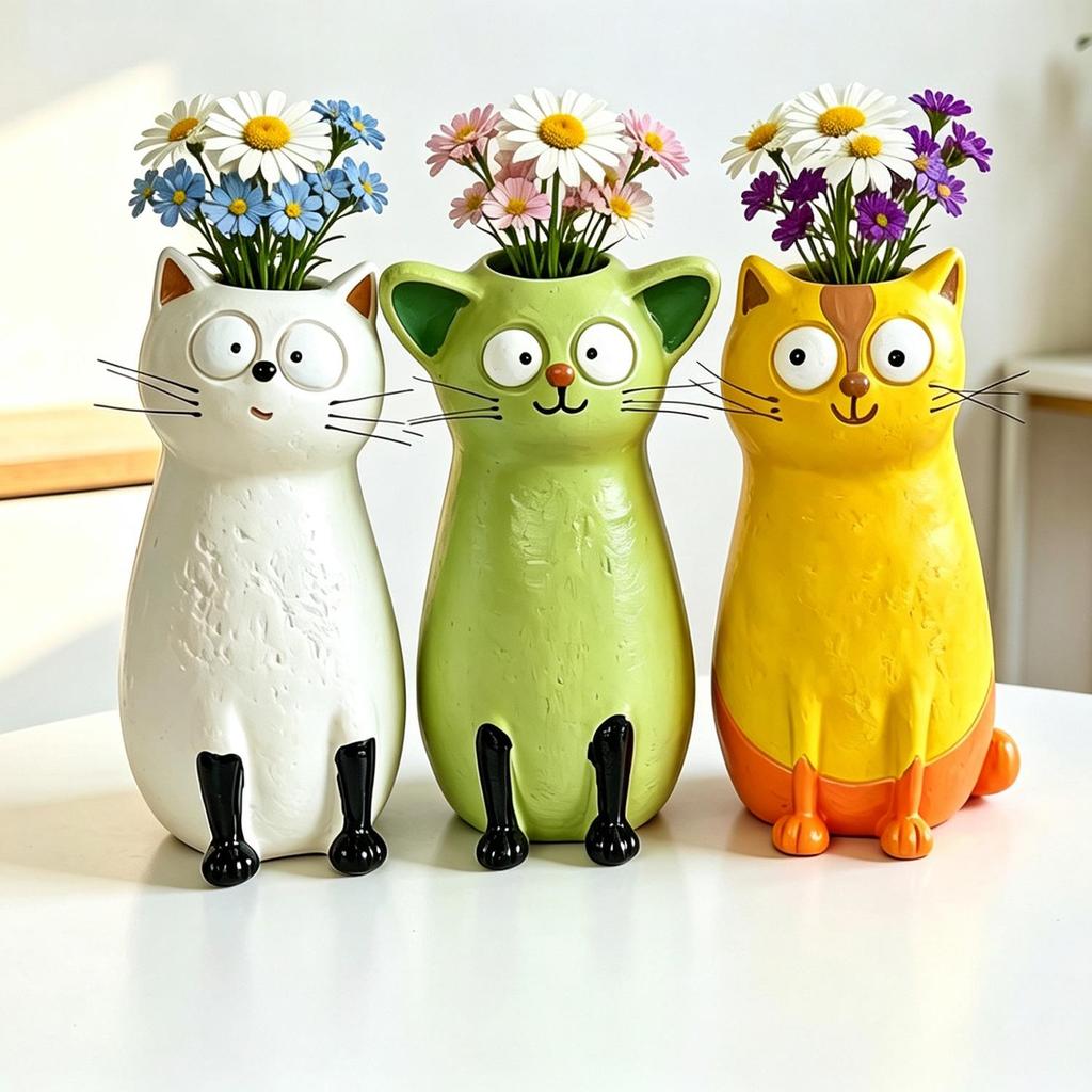 Cross-Border Creative Cat Flower Vase: Fun Eccentric Resin Ornament for Living Room Desktop.